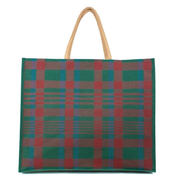 The Royal Standard Handbags - Telluride Plaid Juco Carryall Tote   Green/Red   22x19x8